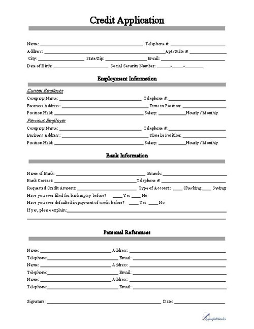 Credit Application Form