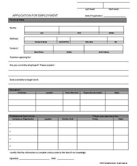 Job Application Online Form
