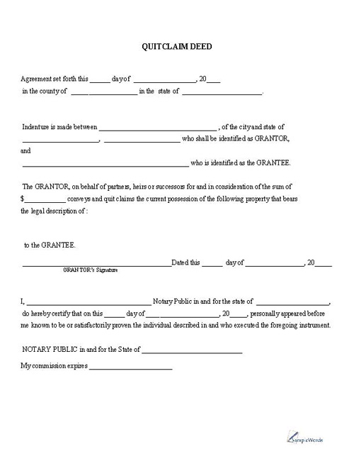 Free Printable Quitclaim Deed Form