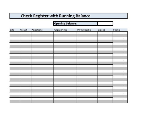 Checkbook Spreadsheet