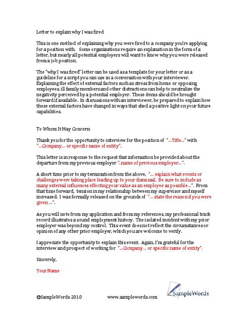 Sample Letter Of Explanation from www.samplewords.com