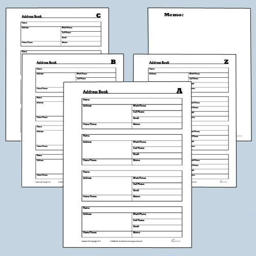 Printable Address Book Organizer - PDF