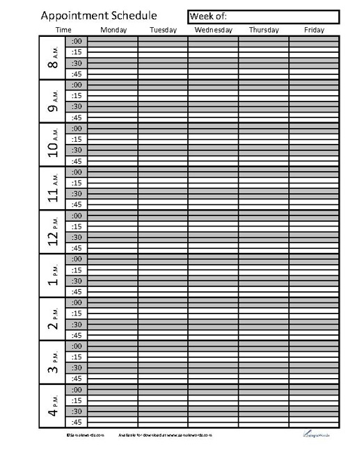 Appointment Template Free from www.samplewords.com