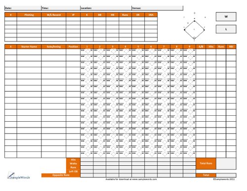 balance sheet sample printable Free  Score Sheet Softball Download