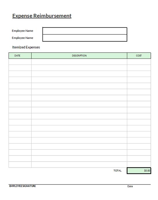Employee Expense Template from www.samplewords.com