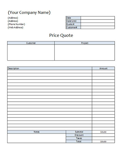 Get Free Excel Quotation And Invoice Template Pictures