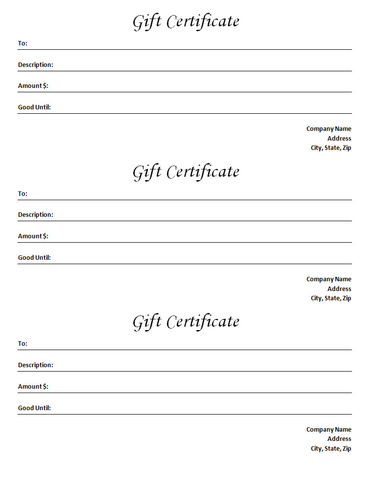 Free Printable Gift Certificate Template Word